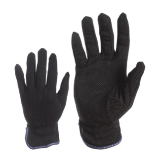 Puuvillasest kangast töökindad PVC mikrokummipunktidega peopesas, must