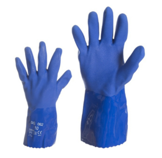 Pikendatud käisega PVC kummist töökindad puuvillast voodriga, sinine #10