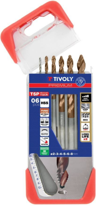 Tivoly HSS Smart Point Ti2CN Fusio 6 osaline puurikomplekt Ø2-8 mm