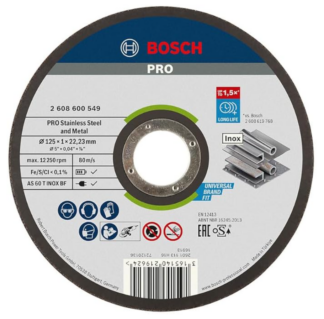 Bosch metallilõikeketas Rapido Ø 125 x 22,2 x 1 mm, INOX (1tk)