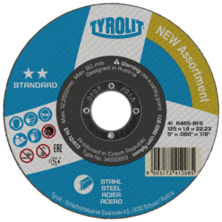 Metallilõikeketas Tyrolit 41** (TY) 125 x 1.0 x 22,2 A60 S BFS STEEL