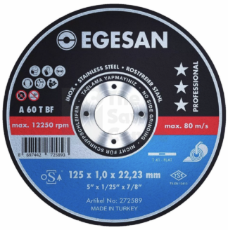 Egesan 41 metallilõikeketas 125x1,0 mm 22,23 INOX A60 TBF
