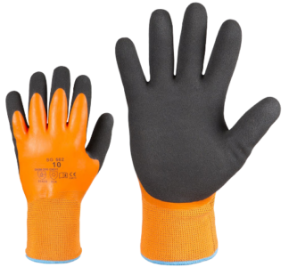 Veekindlad topeltlateksiga kaetud voodriga töökindad