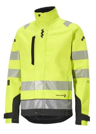 Univern softshell jakk, klass 3, kollane/must