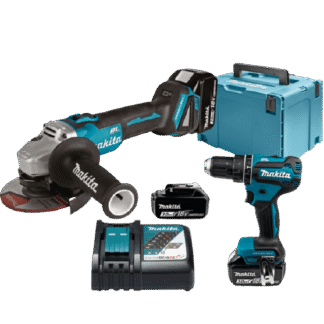 Combokit Makita DLX2334J (DHP485, DGA504) + 3x3.0Ah 18V akut ja kiirlaadija DC18RC + Makpac 4 kohver