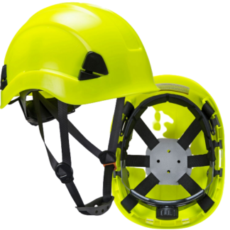 PS53 kaitsekiiver ilma nokata 4-punkti kinnitusega, kollane