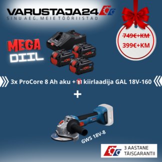 MEGA DIIL 3x8 Ah ProCORE akut + GWS 18V-8 + 3 AASTAT TÄISGARANTIID
